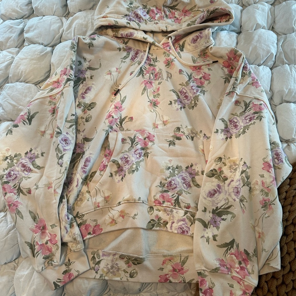 Gap Love Shack Fancy - Floral Hoodie with Pink and Purple Accents